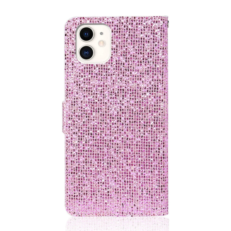For iPhone 13 mini Glitter Powder Horizontal Flip Leather Case with Card Slots & Holder & Lanyard (Pink) by buy2fix