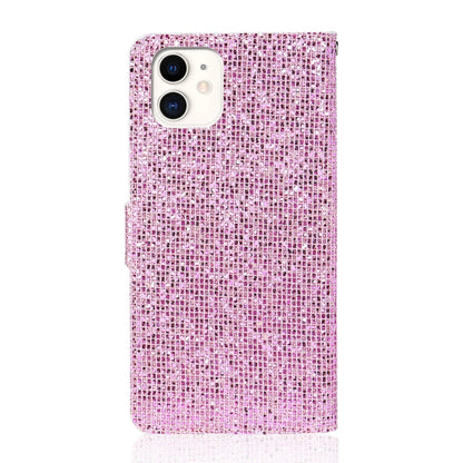 For iPhone 13 mini Glitter Powder Horizontal Flip Leather Case with Card Slots & Holder & Lanyard (Pink) by buy2fix