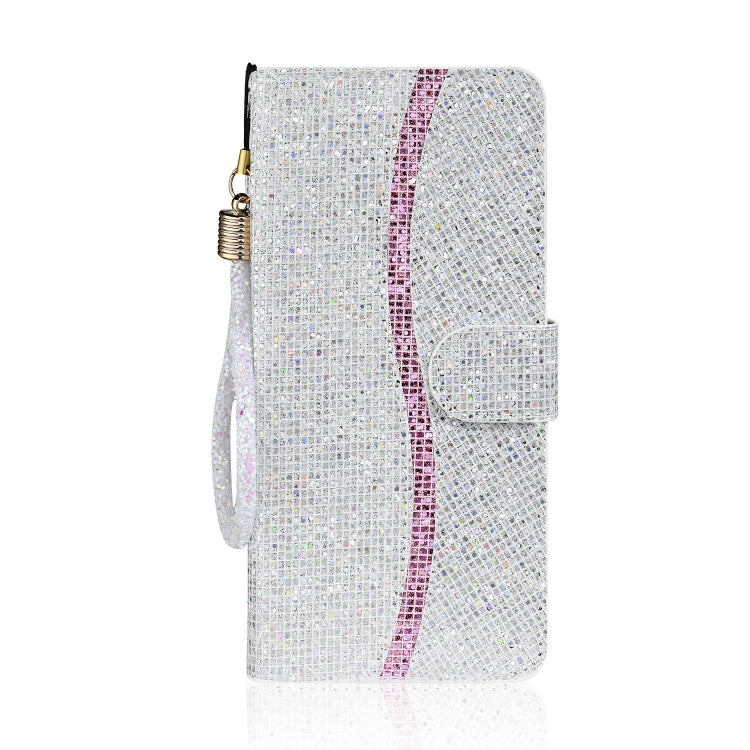 For iPhone 13 mini Glitter Powder Horizontal Flip Leather Case with Card Slots & Holder & Lanyard (Silver) by buy2fix