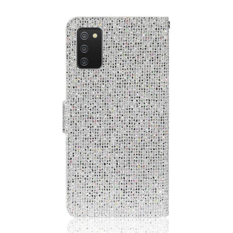 For Samsung Galaxy A03s (EU Version) Glitter Powder Horizontal Flip Leather Case with Card Slots & Holder & Lanyard(Silver) by buy2fix
