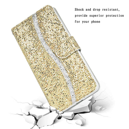 For Samsung Galaxy A03s (EU Version) Glitter Powder Horizontal Flip Leather Case with Card Slots & Holder & Lanyard(Gold) by buy2fix