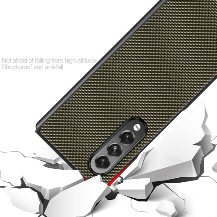 For Samsung Galaxy Z Fold3 5G Solid Color Carbon Fiber Texture PU Shockproof Protective Case(Black) by buy2fix