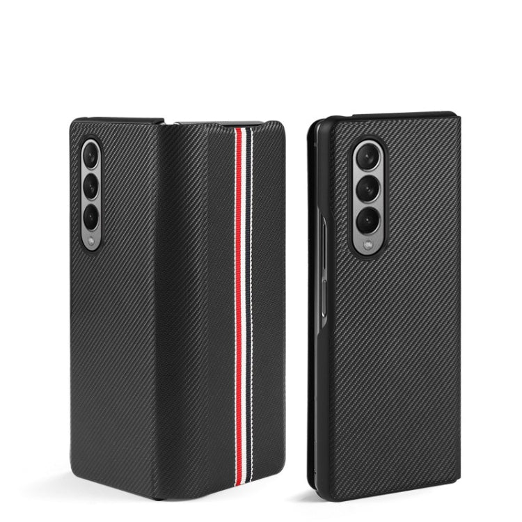For Samsung Galaxy Z Fold3 5G Carbon Fiber Texture Folding All Inclusive PU Shockproof Leather Case(Black) - Galaxy Phone Cases by buy2fix | Online Shopping UK | buy2fix