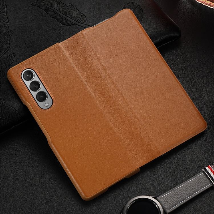 For Samsung Galaxy Z Fold3 5G Cowhide Shockproof Fold Leather Case(Brown) - Galaxy Phone Cases by buy2fix | Online Shopping UK | buy2fix