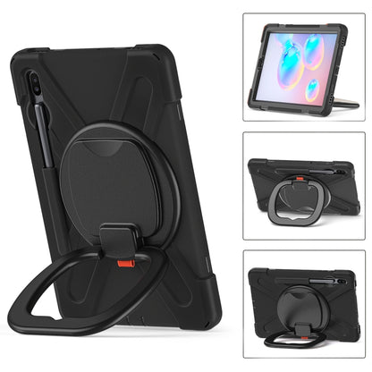 For Samsung Galaxy Tab S6 T860 Silicone + PC Protective Case with Holder & Shoulder Strap(Black) - Tab S6 10.5 T860 / T865 by buy2fix | Online Shopping UK | buy2fix