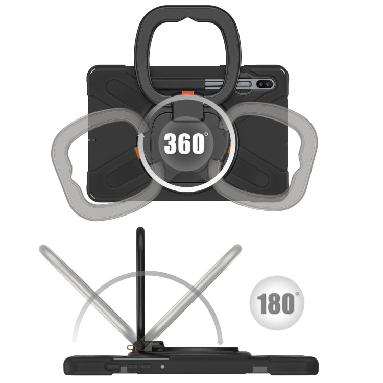 For Samsung Galaxy Tab S6 T860 Silicone + PC Protective Case with Holder & Shoulder Strap(Black) - Tab S6 10.5 T860 / T865 by buy2fix | Online Shopping UK | buy2fix