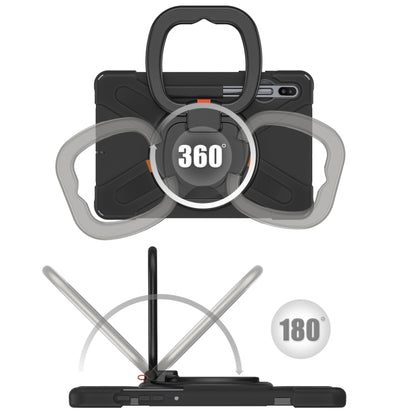 For Samsung Galaxy Tab S6 T860 Silicone + PC Protective Case with Holder & Shoulder Strap(Black) - Tab S6 10.5 T860 / T865 by buy2fix | Online Shopping UK | buy2fix