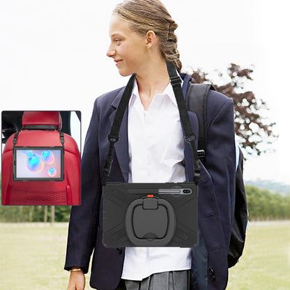 For Samsung Galaxy Tab S6 T860 Silicone + PC Protective Case with Holder & Shoulder Strap(Black) - Tab S6 10.5 T860 / T865 by buy2fix | Online Shopping UK | buy2fix