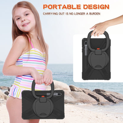 For Samsung Galaxy Tab S6 T860 Silicone + PC Protective Case with Holder & Shoulder Strap(Black) - Tab S6 10.5 T860 / T865 by buy2fix | Online Shopping UK | buy2fix