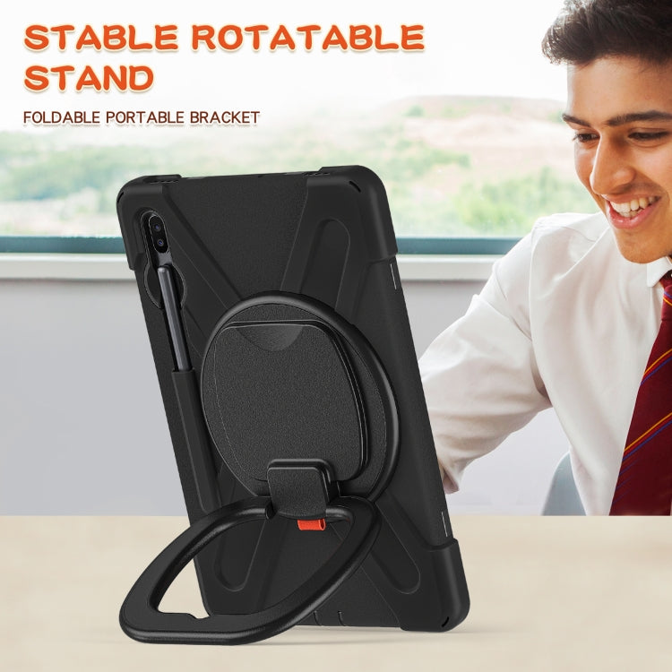 For Samsung Galaxy Tab S6 T860 Silicone + PC Protective Case with Holder & Shoulder Strap(Black) - Tab S6 10.5 T860 / T865 by buy2fix | Online Shopping UK | buy2fix