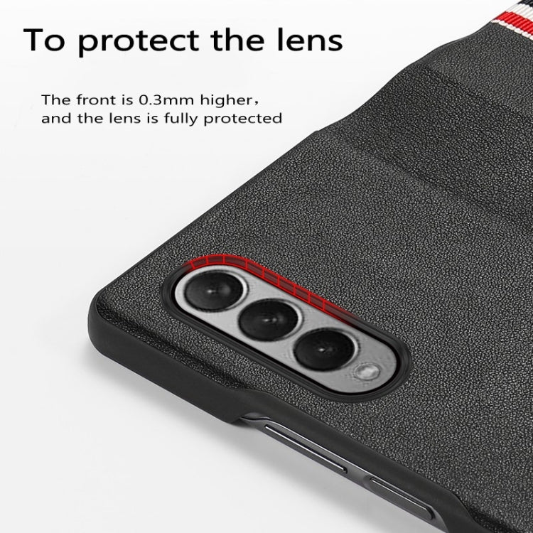 For Samsung Galaxy Z Fold3 5G Cowhide Shockproof Fold Splicing Leather Case(Grey) - Galaxy Phone Cases by buy2fix | Online Shopping UK | buy2fix