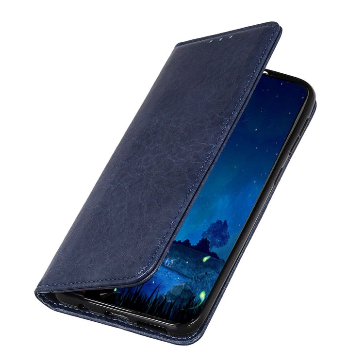 For OPPO A16 Magnetic Crazy Horse Texture Horizontal Flip Leather Case with Holder & Card Slots & Wallet(Blue) by buy2fix