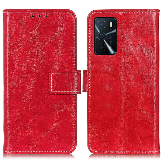 For OPPO A16 Retro Crazy Horse Texture Horizontal Flip Leather Case with Holder & Card Slots & Photo Frame & Wallet(Red) by buy2fix