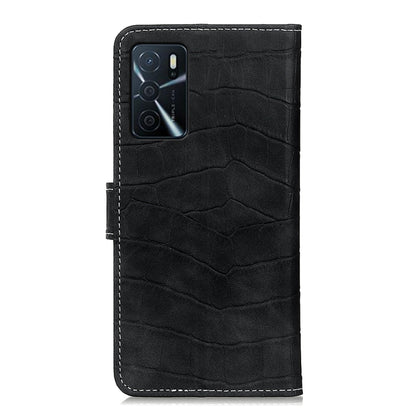 For OPPO A16 Magnetic Crocodile Texture Horizontal Flip Leather Case with Holder & Card Slots & Wallet(Black) by buy2fix