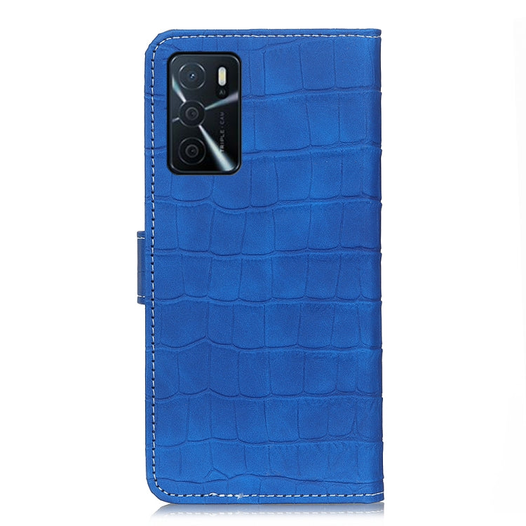 For OPPO A16 Magnetic Crocodile Texture Horizontal Flip Leather Case with Holder & Card Slots & Wallet(Blue) by buy2fix