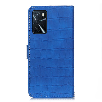 For OPPO A16 Magnetic Crocodile Texture Horizontal Flip Leather Case with Holder & Card Slots & Wallet(Blue) by buy2fix