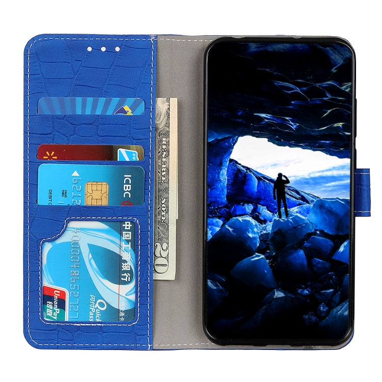 For OPPO A16 Magnetic Crocodile Texture Horizontal Flip Leather Case with Holder & Card Slots & Wallet(Blue) by buy2fix