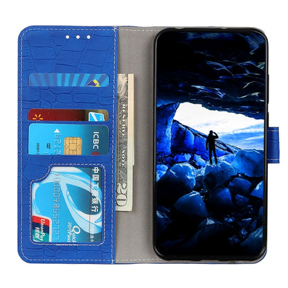 For OPPO A16 Magnetic Crocodile Texture Horizontal Flip Leather Case with Holder & Card Slots & Wallet(Blue) by buy2fix