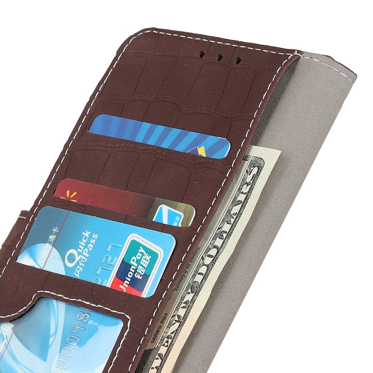 For OPPO A16 Magnetic Crocodile Texture Horizontal Flip Leather Case with Holder & Card Slots & Wallet(Brown) by buy2fix