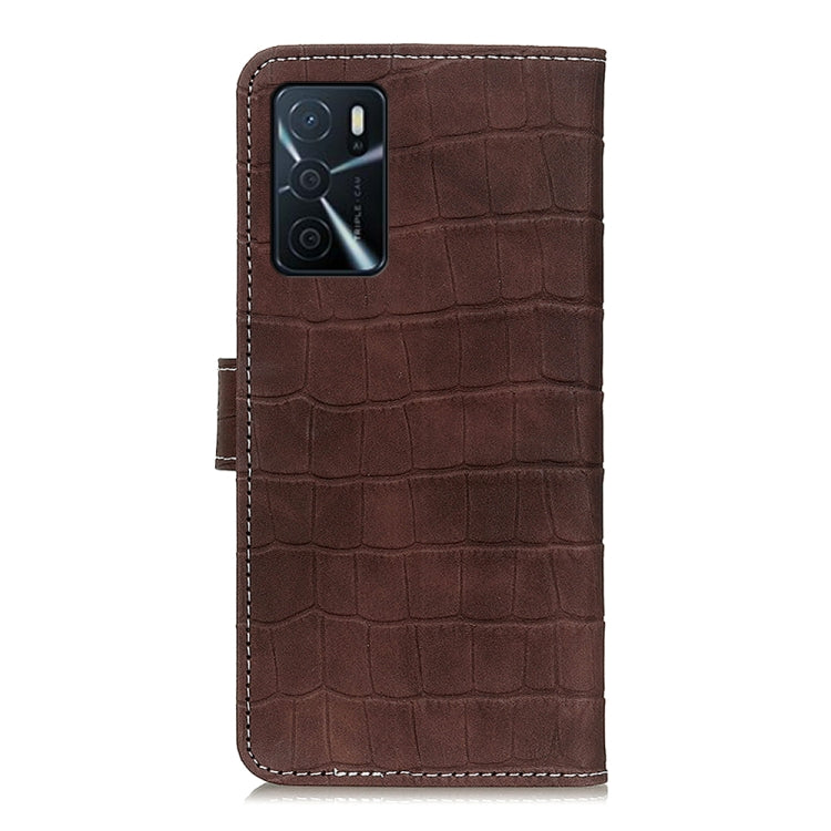 For OPPO A16 Magnetic Crocodile Texture Horizontal Flip Leather Case with Holder & Card Slots & Wallet(Brown) by buy2fix