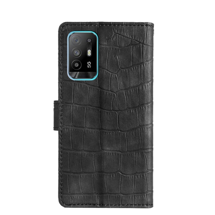 For OPPO A94 5G / F19 Pro+ / Reno5 Z Skin Feel Crocodile Texture Magnetic Clasp Horizontal Flip PU Leather Case with Holder & Card Slots & Wallet(Black) by buy2fix