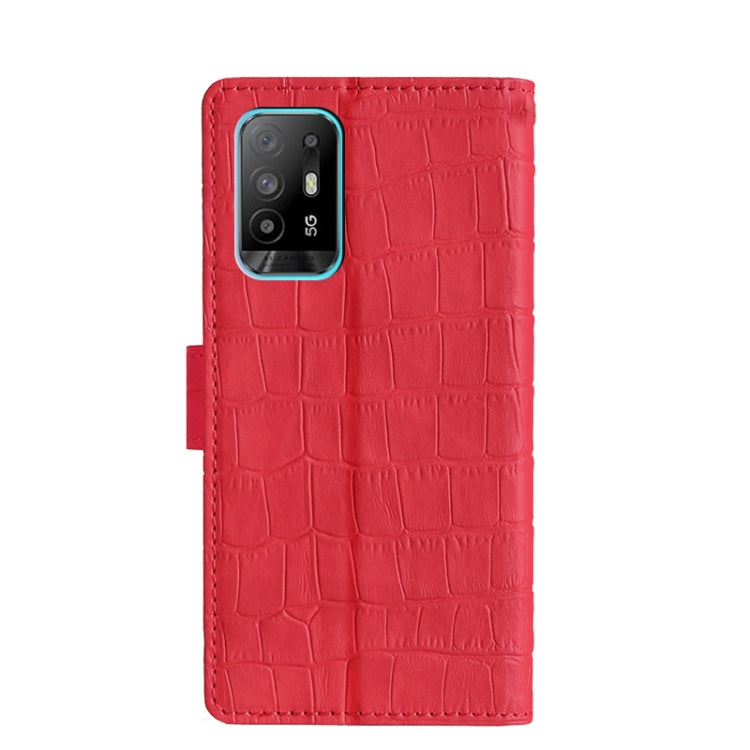 For OPPO A94 5G / F19 Pro+ / Reno5 Z Skin Feel Crocodile Texture Magnetic Clasp Horizontal Flip PU Leather Case with Holder & Card Slots & Wallet(Red) by buy2fix
