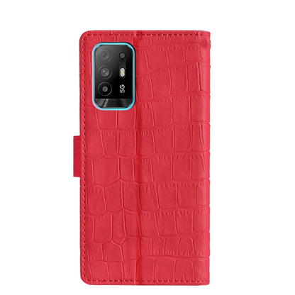 For OPPO A94 5G / F19 Pro+ / Reno5 Z Skin Feel Crocodile Texture Magnetic Clasp Horizontal Flip PU Leather Case with Holder & Card Slots & Wallet(Red) by buy2fix