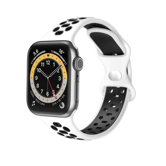 Two-color 8-buckle Silicone Watch Band For Apple Watch Series 9&8&7 41mm / SE 3&SE 2&6&SE&5&4 40mm / 3&2&1 38mm(White Black) by buy2fix