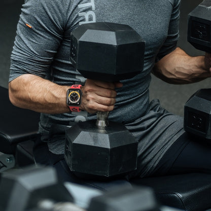 Two-color 8-buckle Silicone Watch Band For Apple Watch Series 9&8&7 41mm / SE 3&SE 2&6&SE&5&4 40mm / 3&2&1 38mm(Red Black) by buy2fix