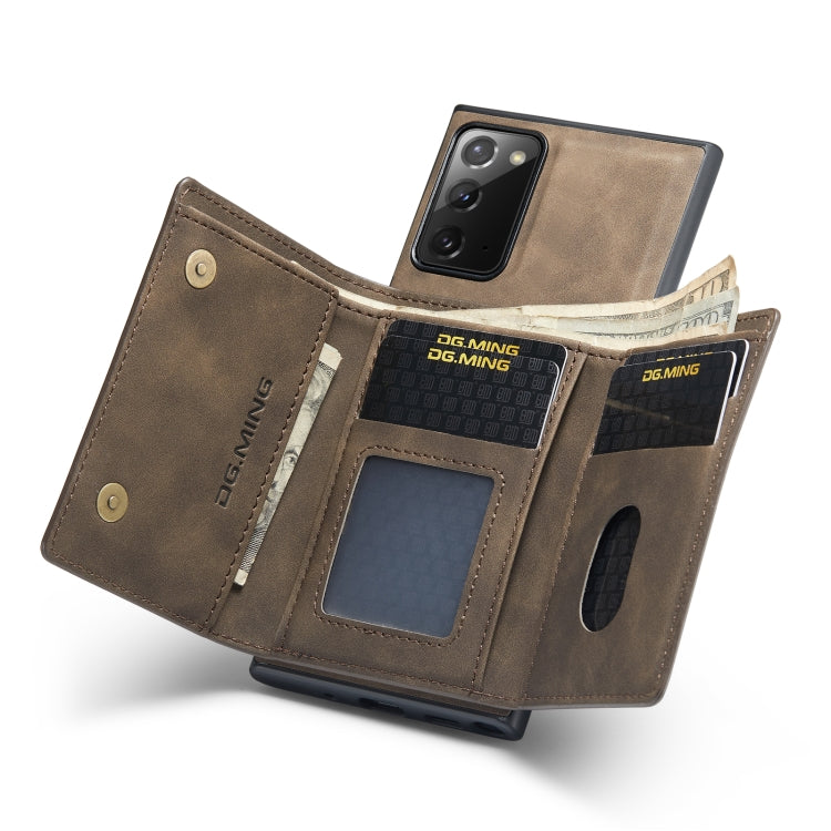 For Samsung Galaxy Note20 DG.MING M1 Series 3-Fold Multi Card Wallet  Back Cover Shockproof Case with Holder Function(Coffee) - Galaxy Phone Cases by DG.MING | Online Shopping UK | buy2fix