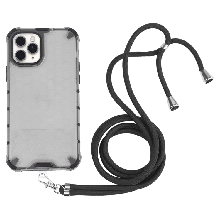 For iPhone 11 Pro Shockproof Honeycomb PC + TPU Case with Neck Lanyard (Grey) by buy2fix