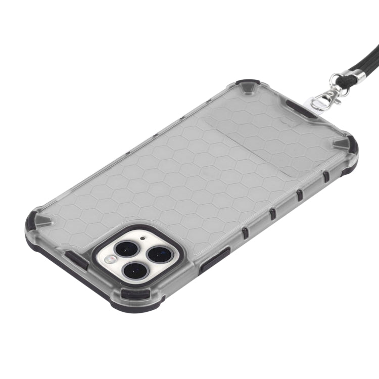 For iPhone 11 Pro Shockproof Honeycomb PC + TPU Case with Neck Lanyard (Grey) by buy2fix