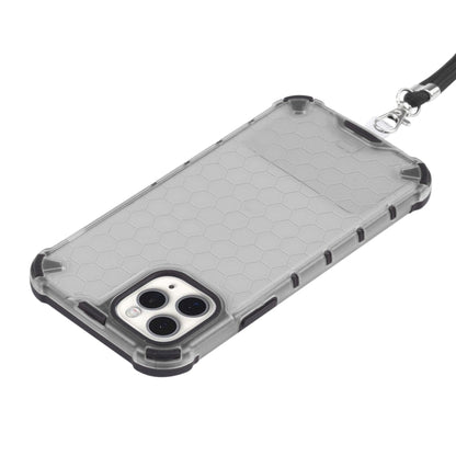 For iPhone 11 Pro Shockproof Honeycomb PC + TPU Case with Neck Lanyard (Grey) by buy2fix