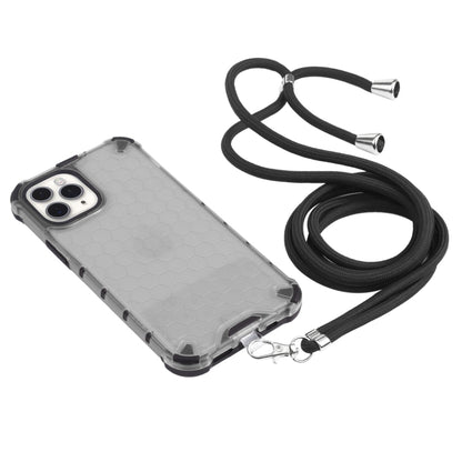 For iPhone 11 Pro Max Shockproof Honeycomb PC + TPU Case with Neck Lanyard (Grey) by buy2fix