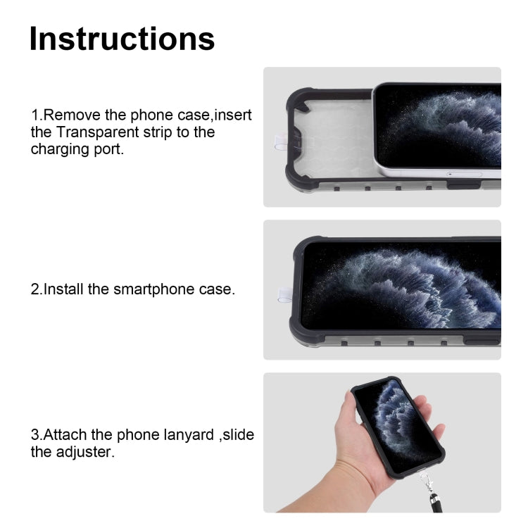 For iPhone 11 Pro Max Shockproof Honeycomb PC + TPU Case with Neck Lanyard (Grey) by buy2fix