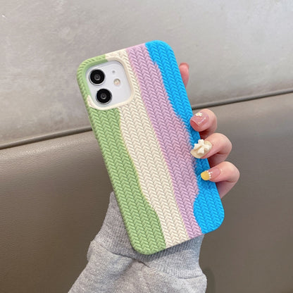 For iPhone 11 Herringbone Texture Silicone Protective Case (Rainbow Green) by buy2fix