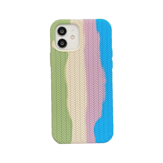 For iPhone 11 Herringbone Texture Silicone Protective Case (Rainbow Green) by buy2fix