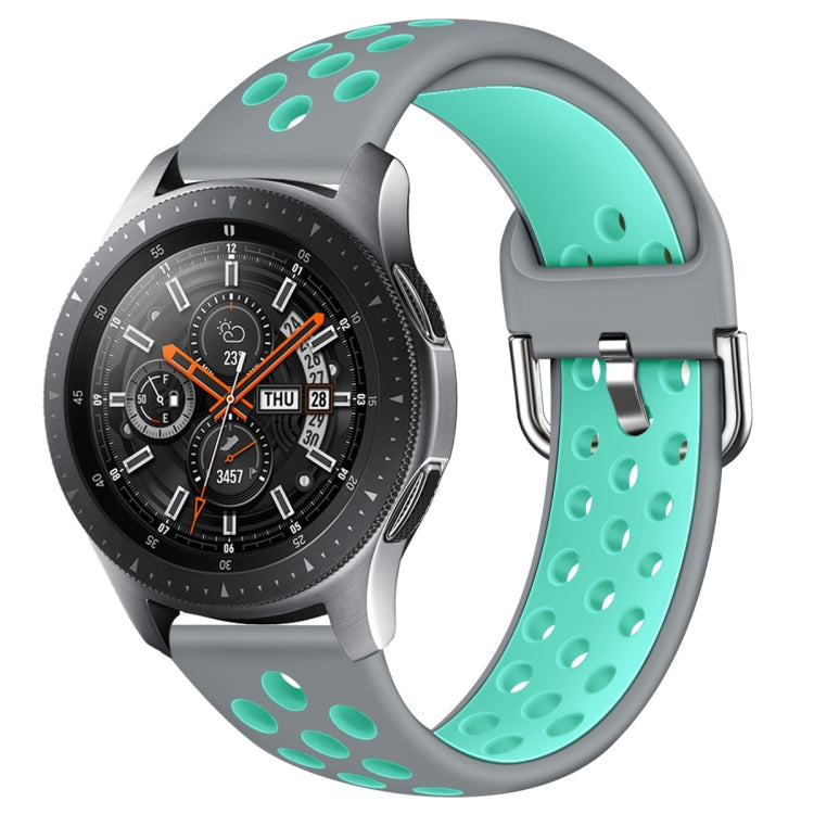 For Galaxy Watch 46 / S3 / Huawei Watch GT 1 / 2 22mm Smart Watch Silicone Double Color Watch Band, Size:L(Grey Green) by buy2fix