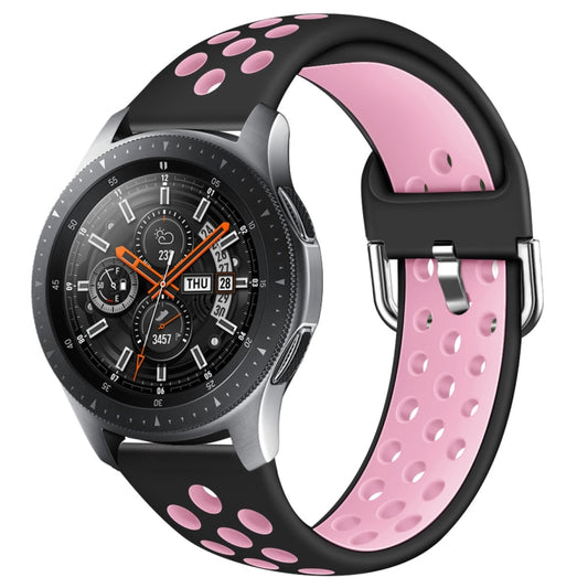 For Galaxy Watch 46 / S3 / Huawei Watch GT 1 / 2 22mm Smart Watch Silicone Double Color Watch Band, Size:L(Black Pink) by buy2fix