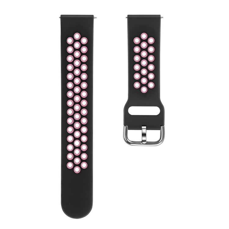 For Galaxy Watch 46 / S3 / Huawei Watch GT 1 / 2 22mm Smart Watch Silicone Double Color Watch Band, Size:L(Black Pink) by buy2fix