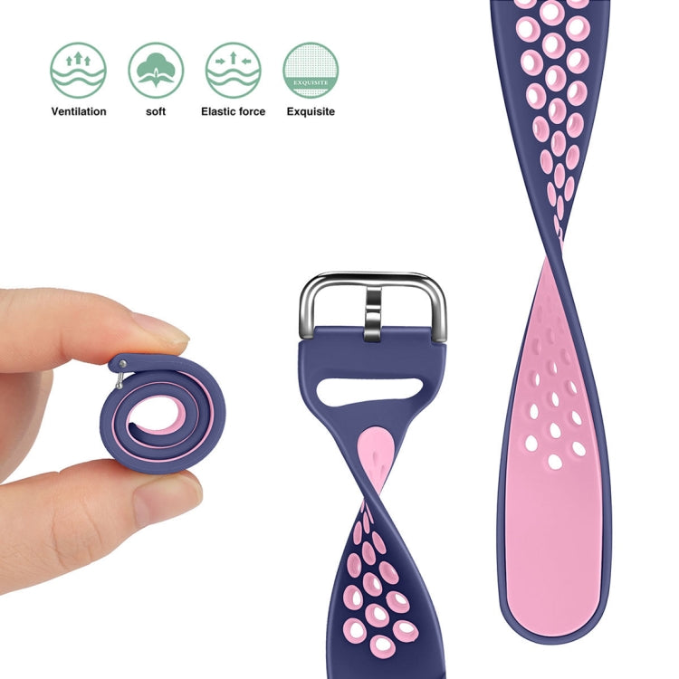 For Galaxy Watch 46 / S3 / Huawei Watch GT 1 / 2 22mm Smart Watch Silicone Double Color Watch Band, Size:L(Black Pink) by buy2fix