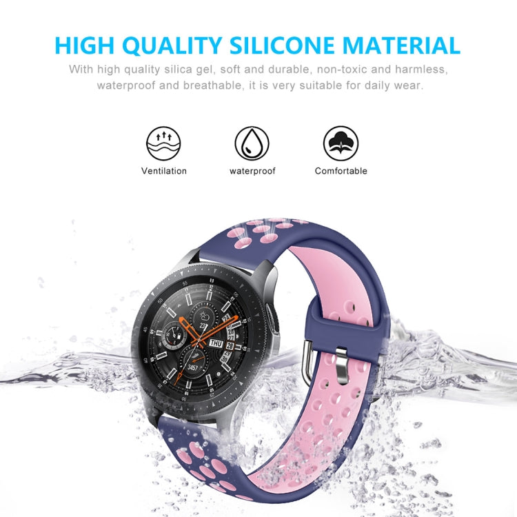 For Galaxy Watch 46 / S3 / Huawei Watch GT 1 / 2 22mm Smart Watch Silicone Double Color Watch Band, Size:L(Black Pink) by buy2fix