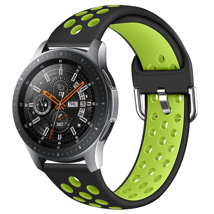 For Galaxy Watch 46 / S3 / Huawei Watch GT 1 / 2 22mm Smart Watch Silicone Double Color Watch Band, Size:L(Black Green) by buy2fix