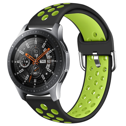 For Galaxy Watch 46 / S3 / Huawei Watch GT 1 / 2 22mm Smart Watch Silicone Double Color Watch Band, Size:L(Black Green) by buy2fix