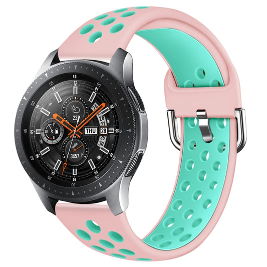 For Galaxy Watch 46 / S3 / Huawei Watch GT 1 / 2 22mm Smart Watch Silicone Double Color Watch Band, Size:L(Pink Green) by buy2fix