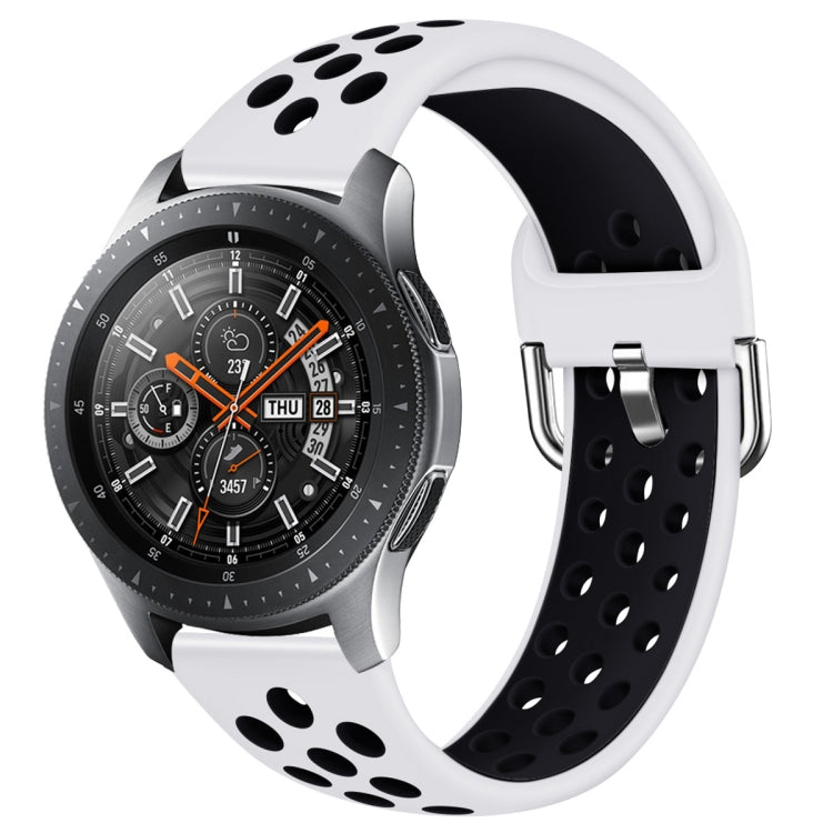 For Galaxy Watch 46 / S3 / Huawei Watch GT 1 / 2 22mm Smart Watch Silicone Double Color Watch Band, Size:L(White Black) by buy2fix