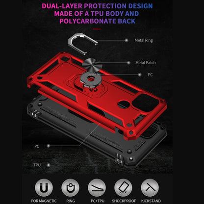 For OPPO Realme C21 Shockproof TPU + PC Protective Case with 360 Degree Rotating Holder(Red) - Realme Cases by buy2fix | Online Shopping UK | buy2fix