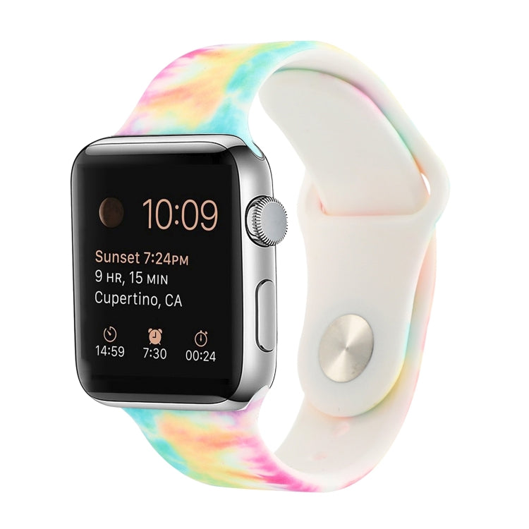 Silicone Painted Pattern Watch Band For Apple Watch Series 9&8&7 41mm / SE 3&SE 2&6&SE&5&4 40mm / 3&2&1 38mm(A) by buy2fix
