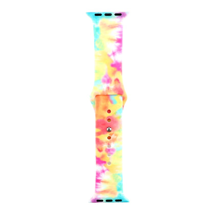 Silicone Painted Pattern Watch Band For Apple Watch Series 9&8&7 41mm / SE 3&SE 2&6&SE&5&4 40mm / 3&2&1 38mm(A) by buy2fix