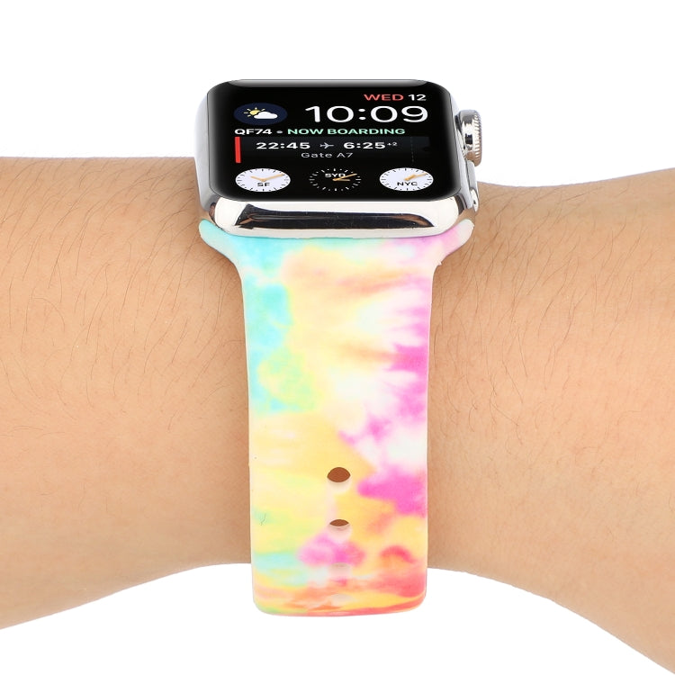 Silicone Painted Pattern Watch Band For Apple Watch Series 9&8&7 41mm / SE 3&SE 2&6&SE&5&4 40mm / 3&2&1 38mm(A) by buy2fix